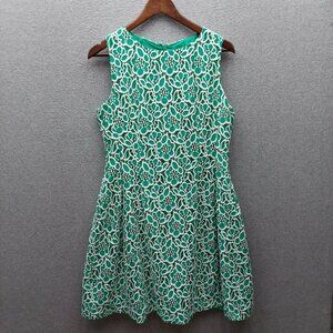 Eva Mendes New York & Company Womens Dress Size 12 Green & White Lace Sleeveless